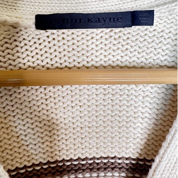 Jenni Kayne Chloe Striped Cardigan Button Up Ivory/Taupe XXS - Picture 4 of 8